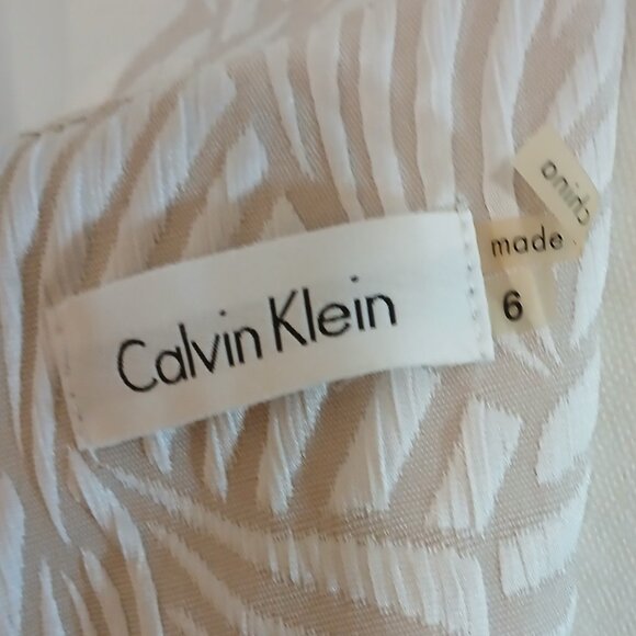 Calvin Klein Jacquard Sheath Dress Women’s Size 6 Beige Sleeveless Back Zipper - Picture 5 of 6